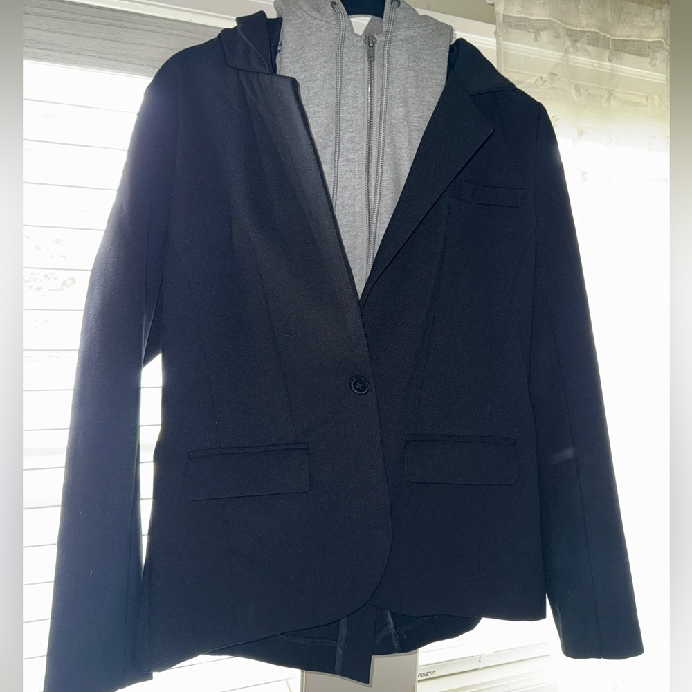 Liverpool Black Blazer with removable Gray Hoodie Insert new with tags